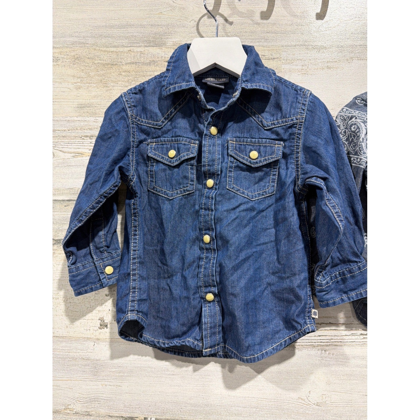 Ralph Lauren Lucky Brand Shirts Boys 18M Blue Western Denim Paisley EUC3
