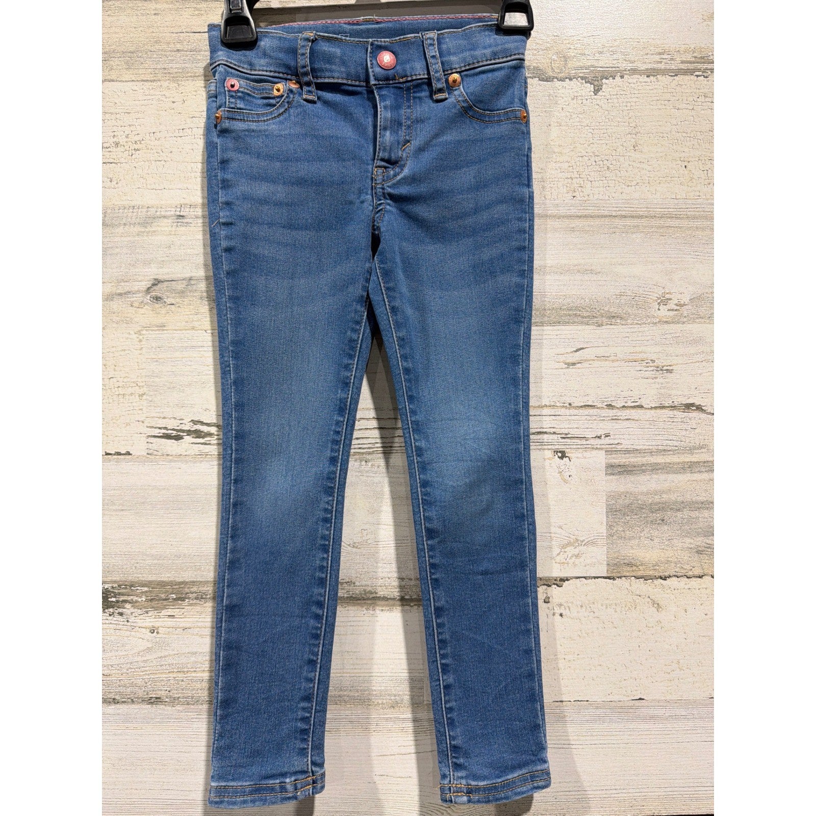 Vineyard Vines Skinny Jeans Girls 5 Blue Adjustable Waist Preppy EUC0