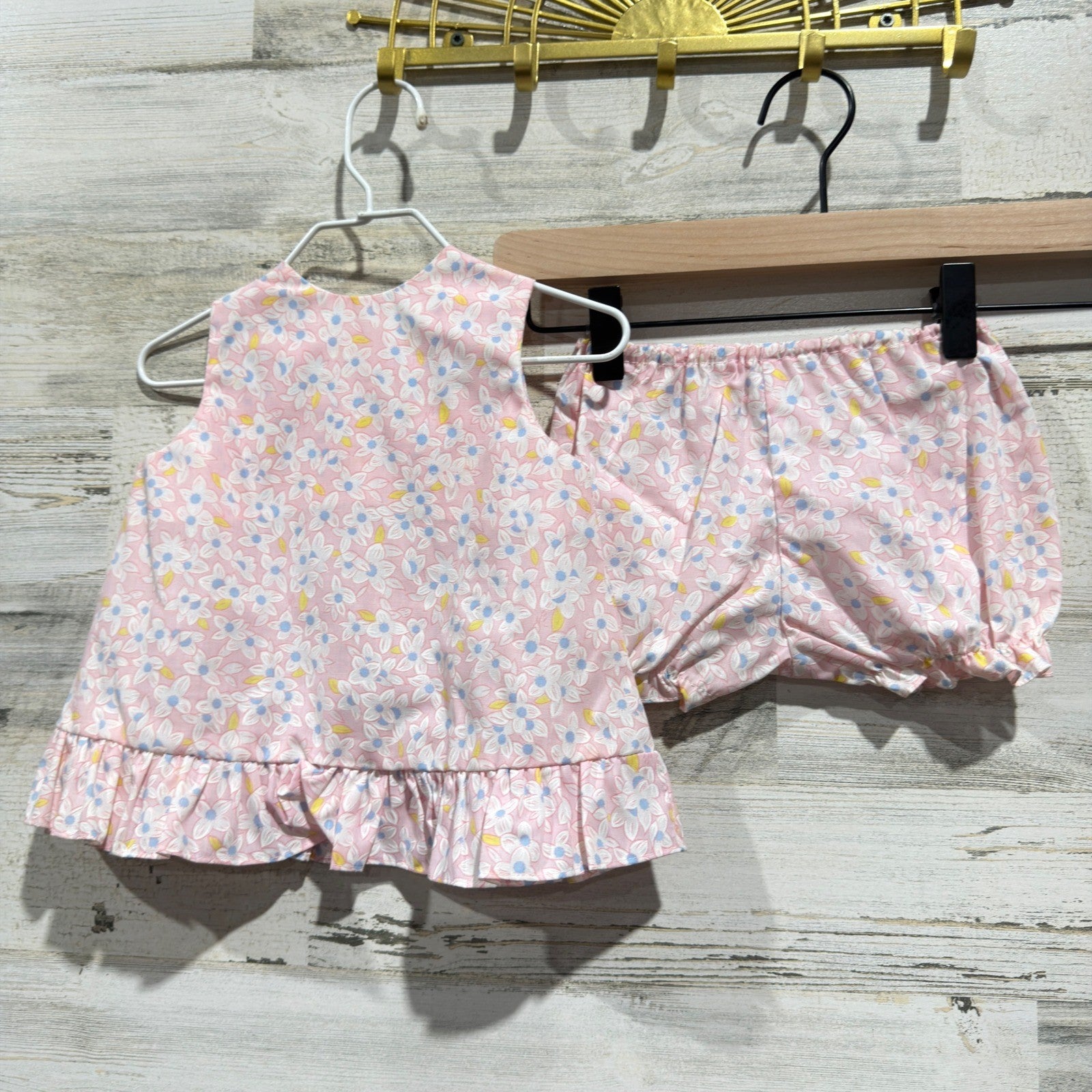 Cuties by Judy Floral Set Girls 0-6M Pink Vintage Ruffle Bloomers NWT4