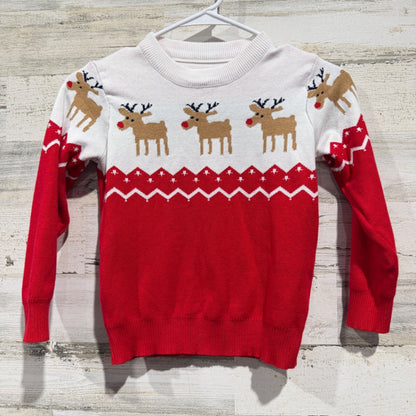 Unbranded Reindeer Sweater Boys Fits Like 6-7 Red White Fair Isle Holiday EUC0