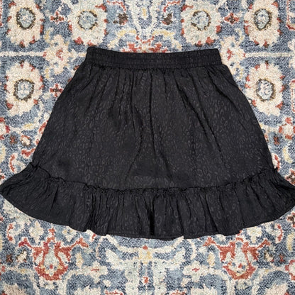 Art Class Skirt Girls Large 10/12 Black Leopard Ruffle Jacquard Grunge EUC2
