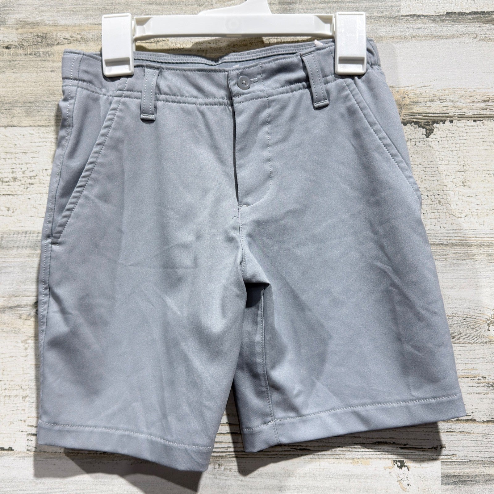 Under Armour Golf Shorts Boys YXS Gray Adjustable Waist Performance Sporty EUC0