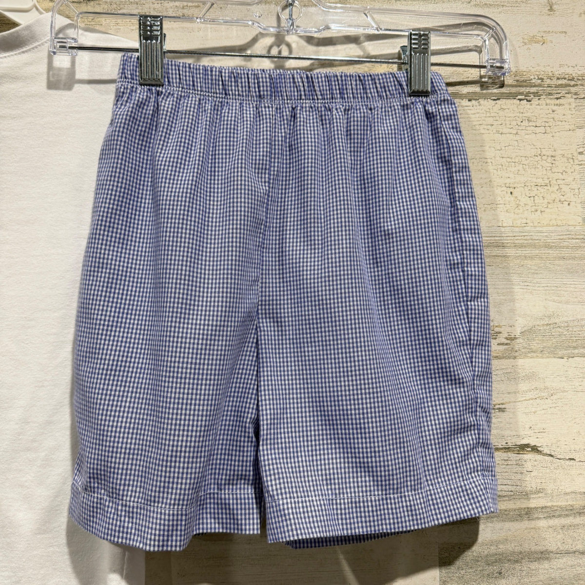 Classic Whimsy Smocked Apple Short Set Boys 4T Blue Gingham Preppy GUC*4