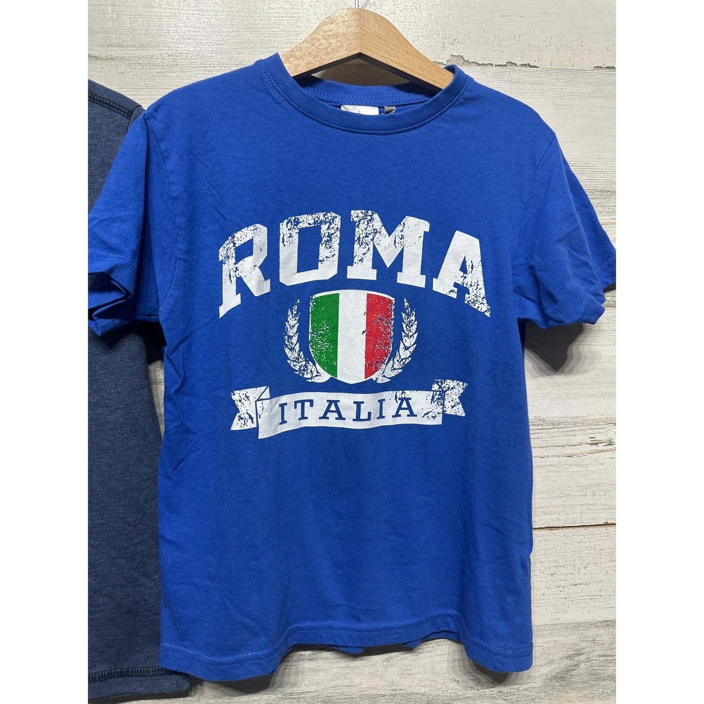 Graphic T-Shirt Boys 6 Blue Paris Roma Souvenir Euro EUC3