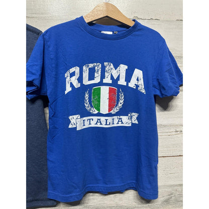 Graphic T-Shirt Boys 6 Blue Paris Roma Souvenir Euro EUC3