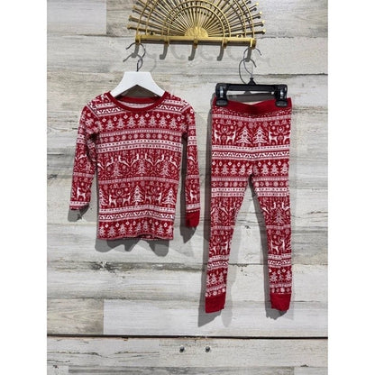 Little Sleepies Pajamas Boys 2T Red Fair Isle Christmas Bamboo Holiday EUC0