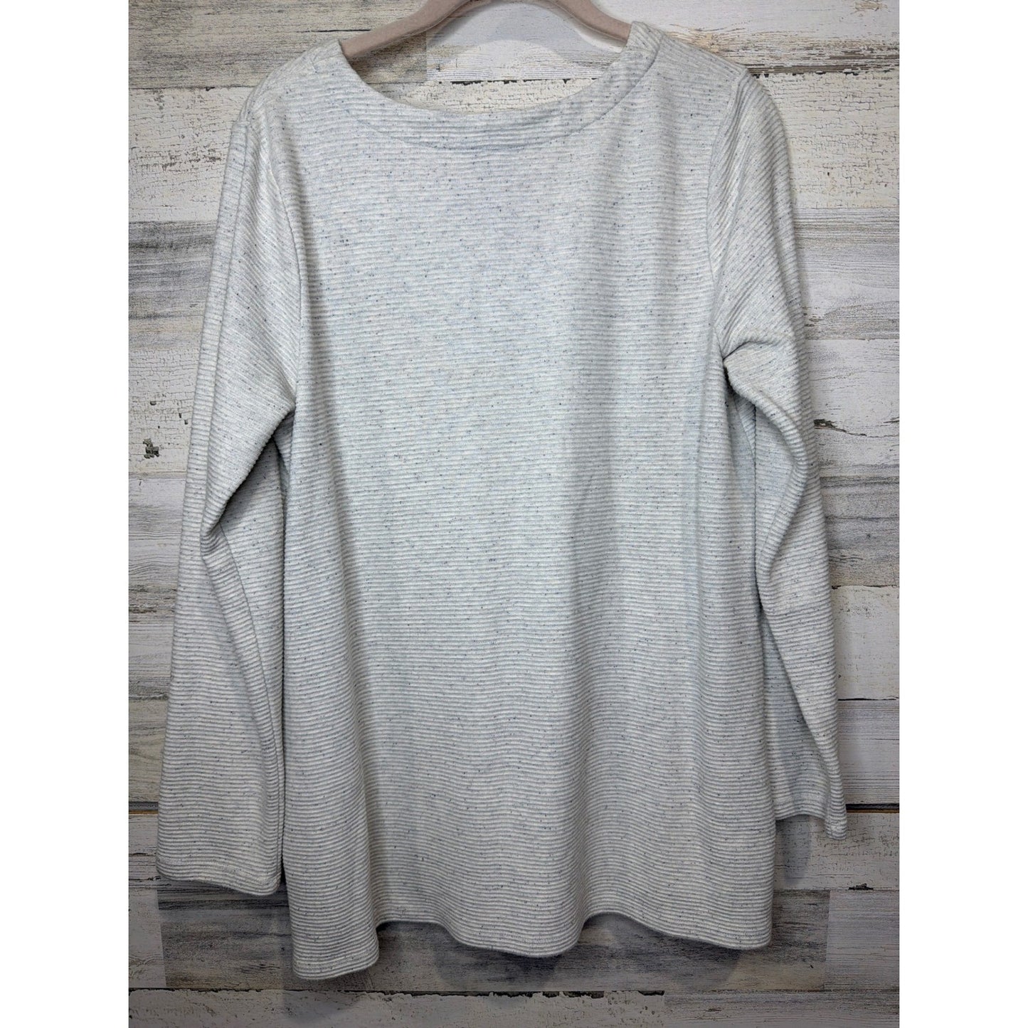 J. Jill Wearever Tunic Women M Gray Ribbed Knit Space Dye Casual EUC5