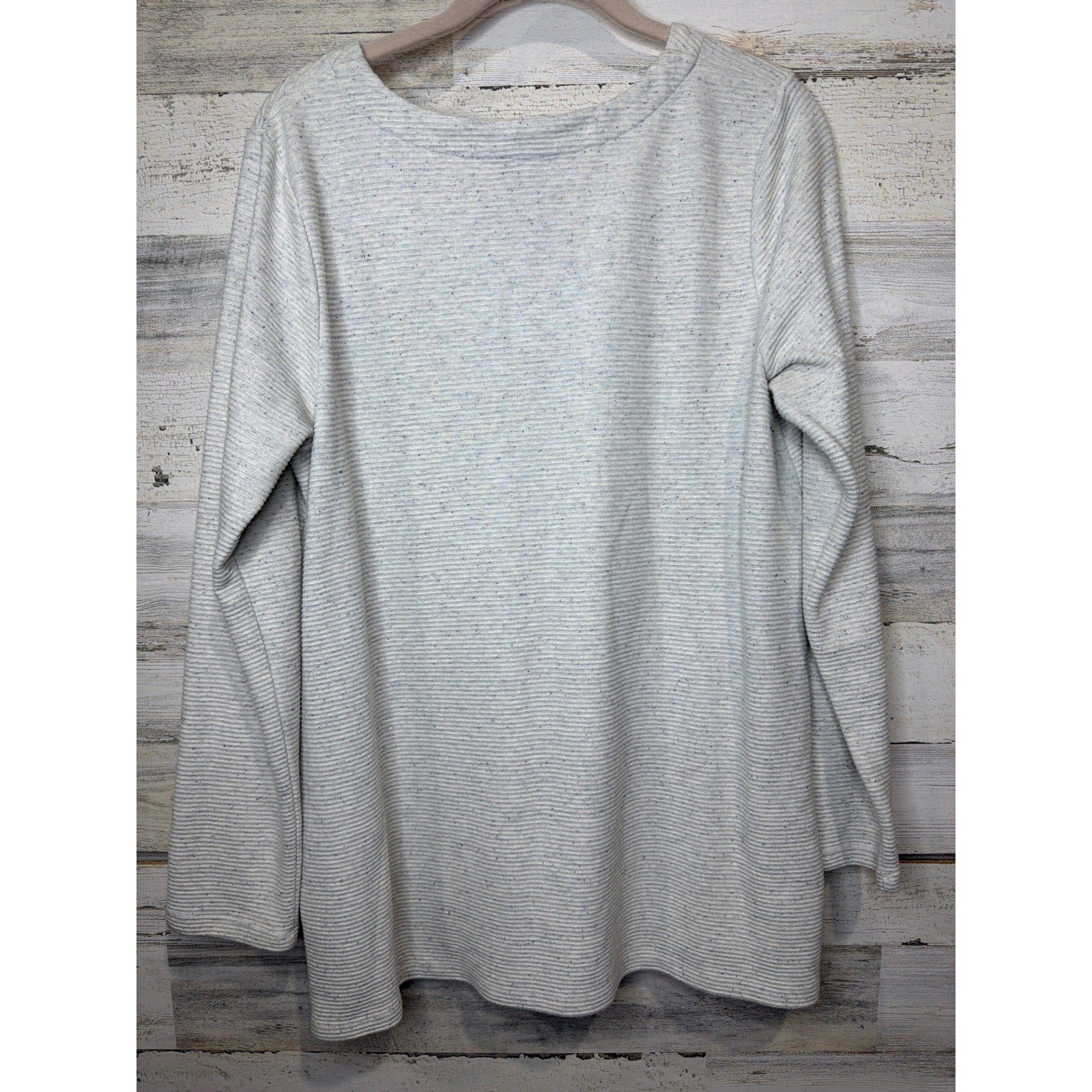 J. Jill Wearever Tunic Women M Gray Ribbed Knit Space Dye Casual EUC5