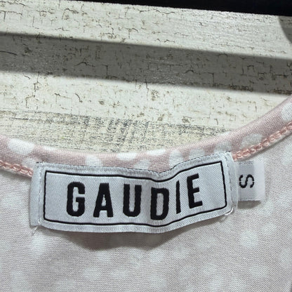Gaudie Tiered Mini Dress Womens Size S Pink White Polka Dot Polyester Boho EUC2