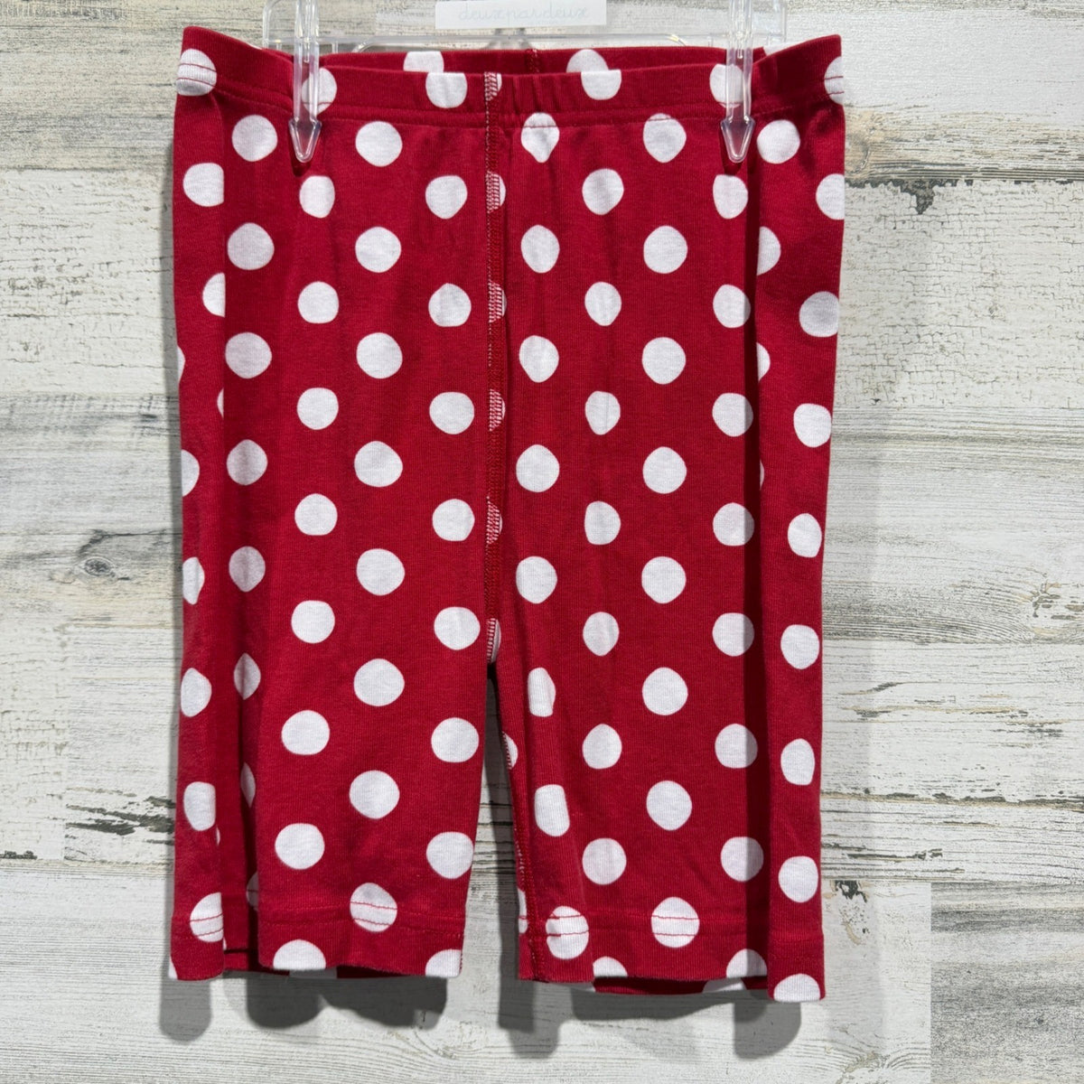 Hanna Andersson Disney Pajama Shorts Girls 12 Red Polka Dot Organic Cotton EUC0
