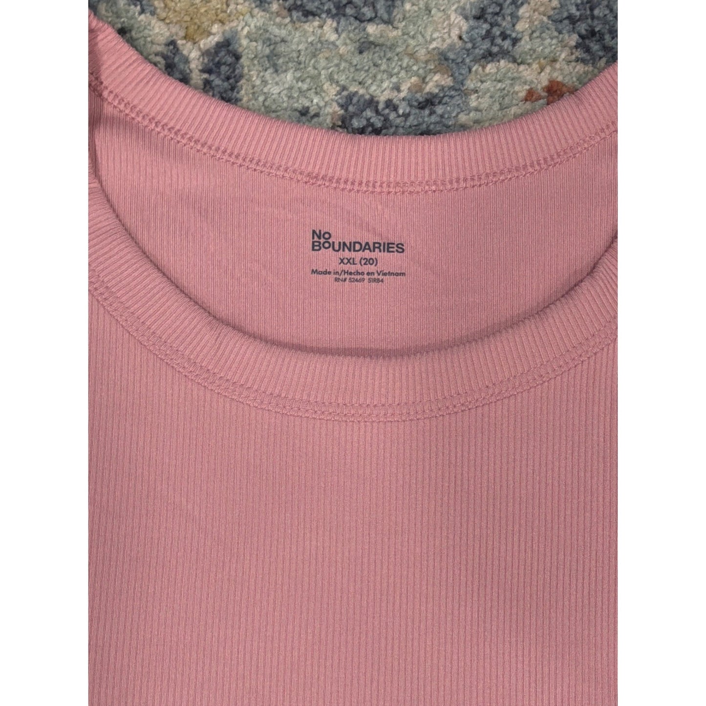 No Boundaries Ribbed Shirt Women XXL 20 Pink Long Sleeve Basics NWT1