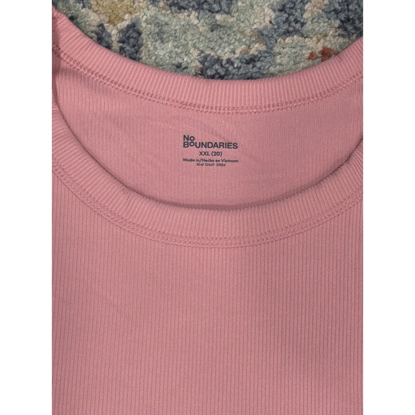 No Boundaries Ribbed Shirt Women XXL 20 Pink Long Sleeve Basics NWT1