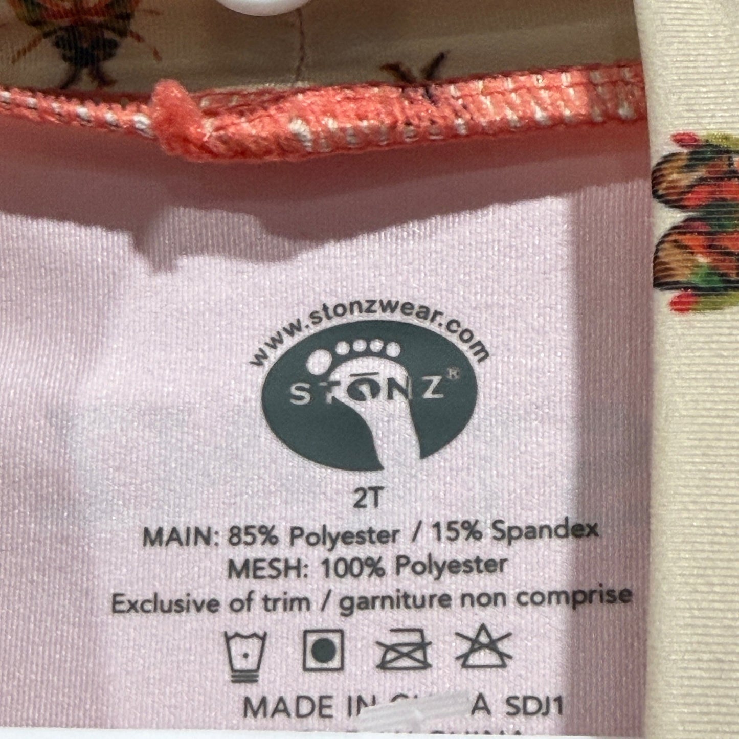 Stonz Sun Shirt Kids 2T Coral Forest Trail Beetle Print Rash Guard NWT3