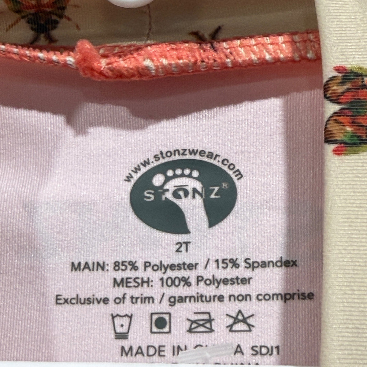 Stonz Sun Shirt Kids 2T Coral Forest Trail Beetle Print Rash Guard NWT3