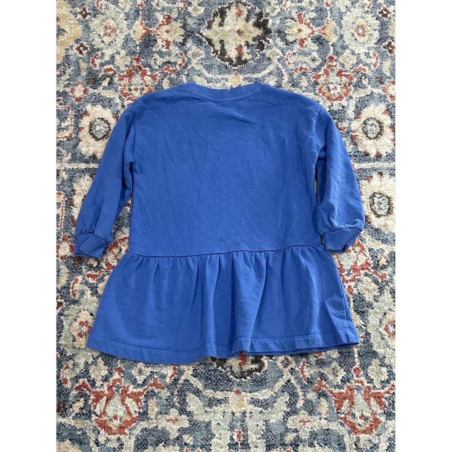 Hanna Andersson Sweatshirt Girls 8 Blue Love Flower Graphic Peplum Hem2