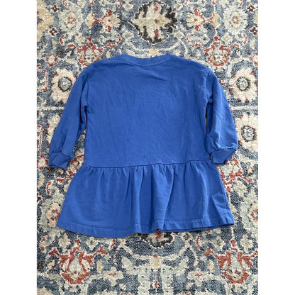 Hanna Andersson Sweatshirt Girls 8 Blue Love Flower Graphic Peplum Hem2