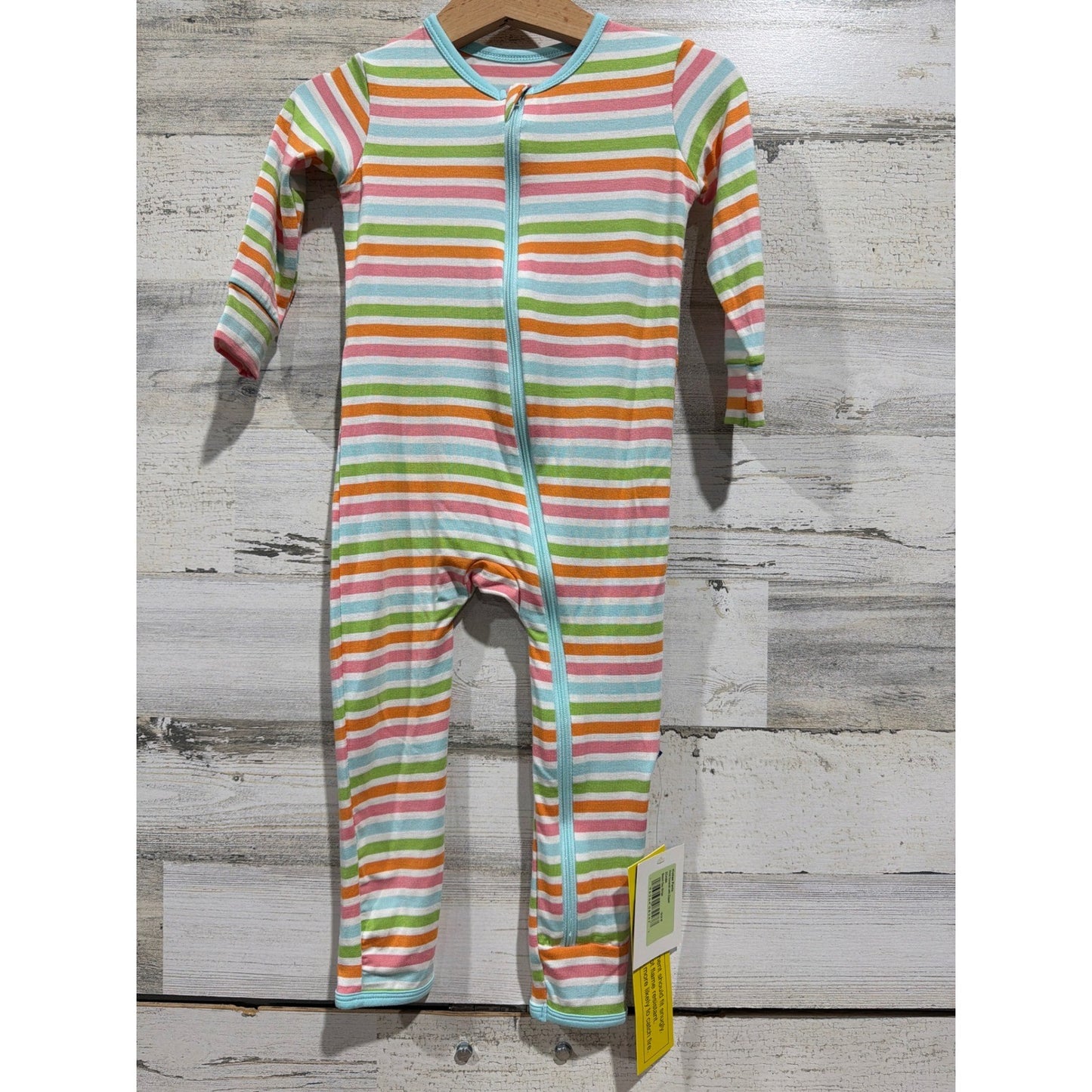 Kickee Pants Coverall Girls 18-24M Beach Day Stripe Bamboo Pajama NWT0