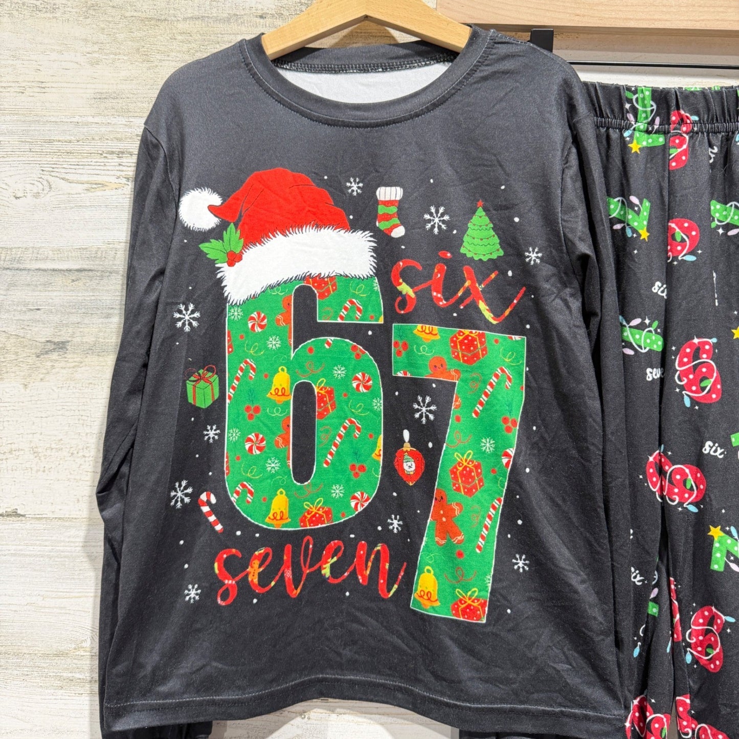 Pajama Set Boys Size 8 Black Christmas Holiday 6 7 Trendy Graphic1