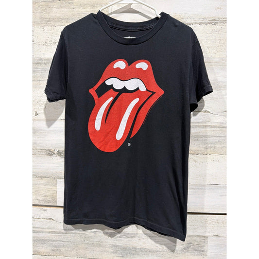Bravado Rolling Stones Graphic Tee Women Small Black Tongue Logo EUC0