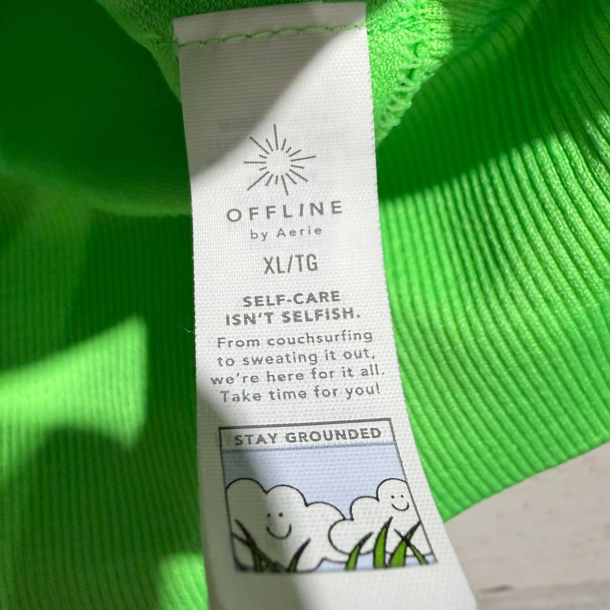 OFFLINE by Aerie Seamless T-Shirt Women XL Green Nylon Athleisure Flawed*3