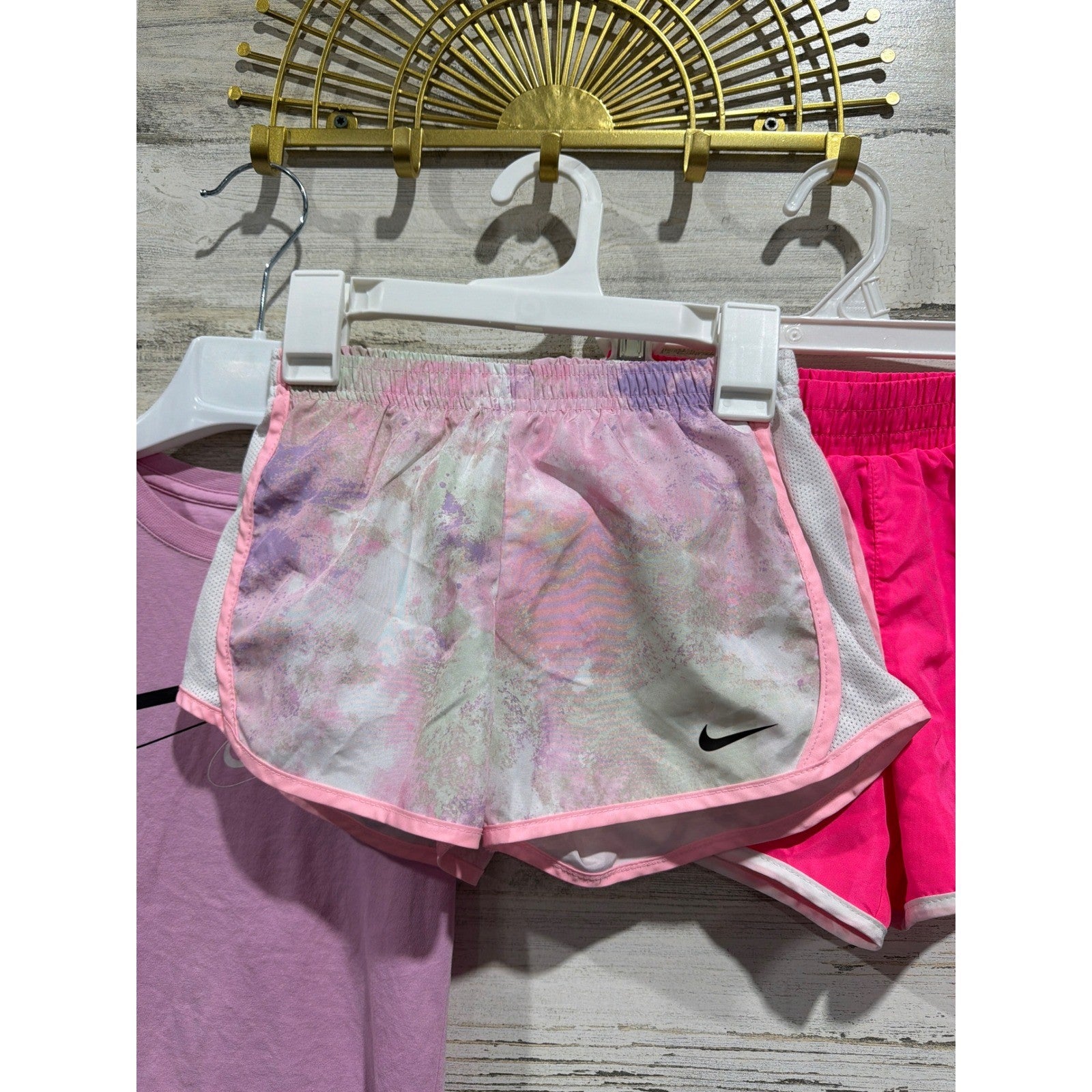 Nike Champion Shorts Shirt Set Girls 6 Pink Tie Dye Athletic Sporty2