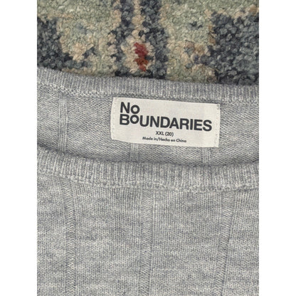Boxy Sweater Women XXL Gray Ribbed Cropped Pullover Gorpcore EUC2