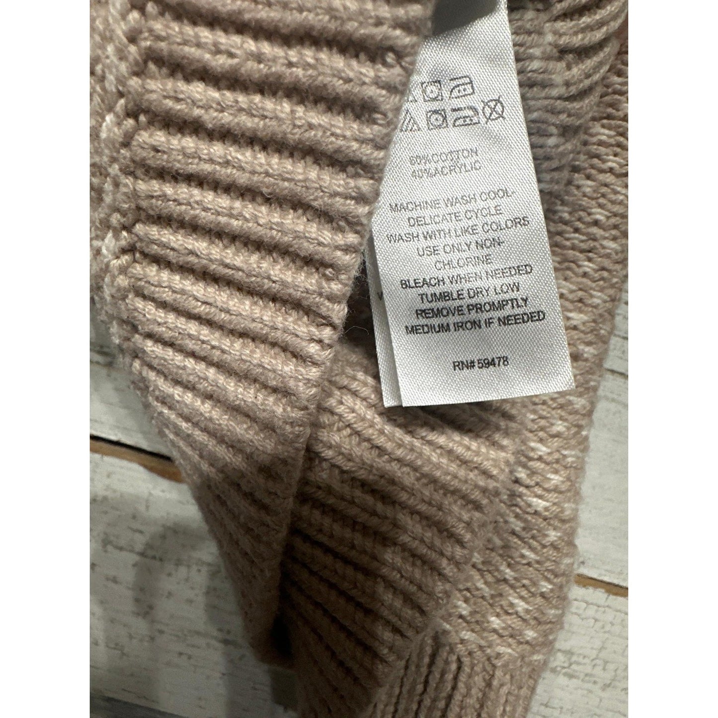 Maggie and Zoe Sweater Girls 12M Tan Fair Isle Snowflake Mock Neck EUC3