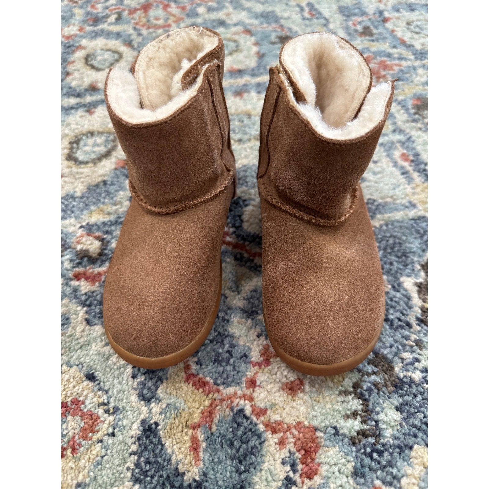 UGG Keelan Boots Toddler 9 Chestnut Brown Suede Shearling Lined1