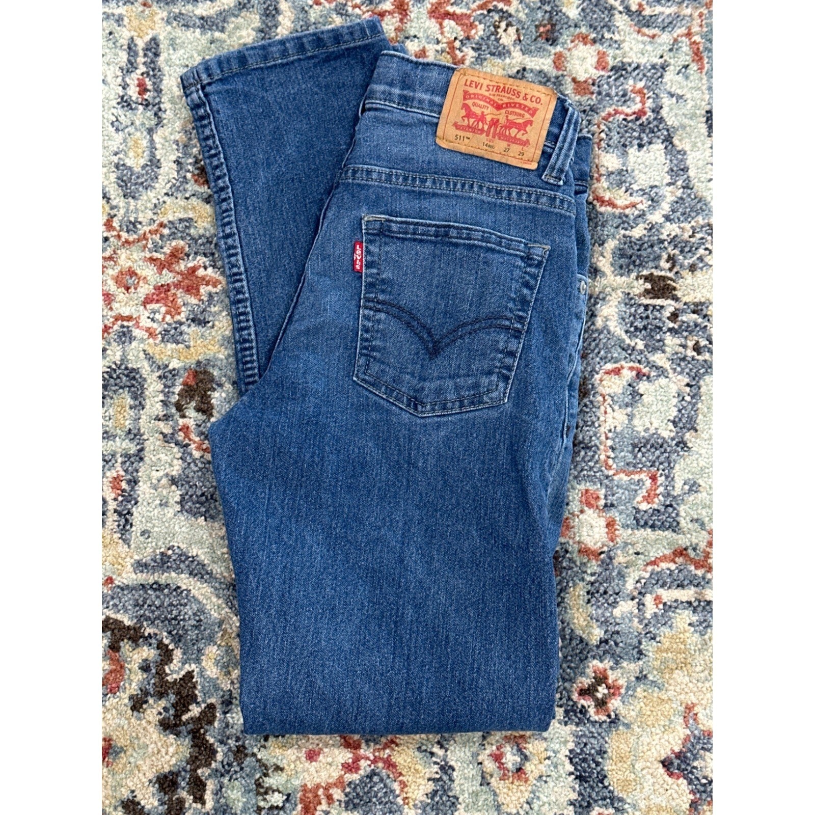 Levi's 511 Slim Fit Jeans Kids 14 Regular Blue Medium Wash Adjustable Waist0