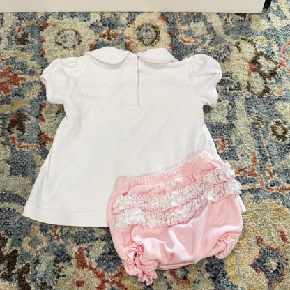 Magnolia Baby Smocked Set Fits Girls 3-6m White Pink Pima Cotton Heirloom EUC*3