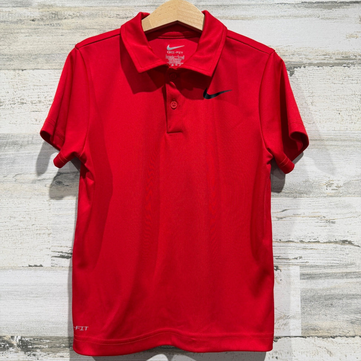 Nike Polo Shirt Boys 7 Red Dri-FIT Short Sleeve Athletic Sporty EUC0