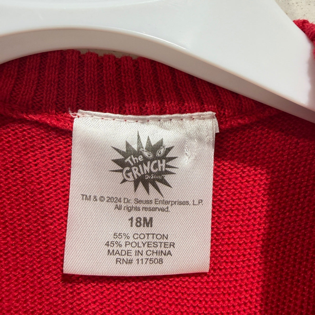 Dr Seuss The Grinch Sweater Kids 18M Red Fair Isle Holiday Feeling Grinchy EUC3