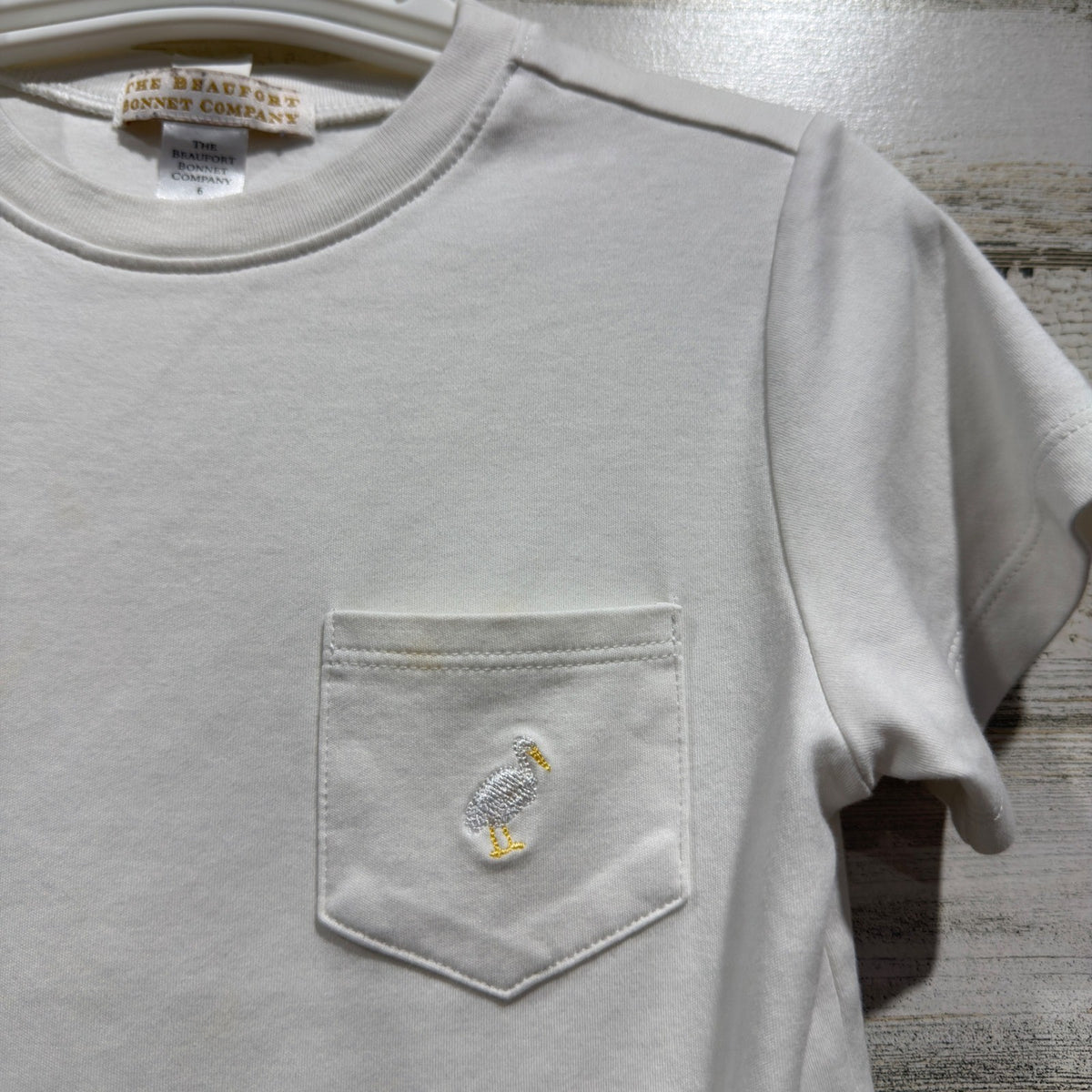 The Beaufort Bonnet Company Pocket Tee Boys 6 White Pima Cotton Preppy GUC1