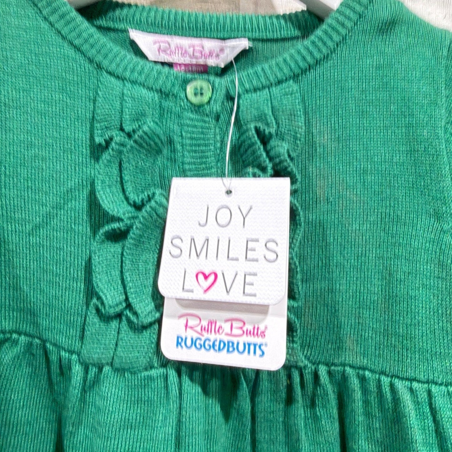 Ruffle Butts Cardigan Tights Set Girls 12-18M Green Floral Holiday NWT1