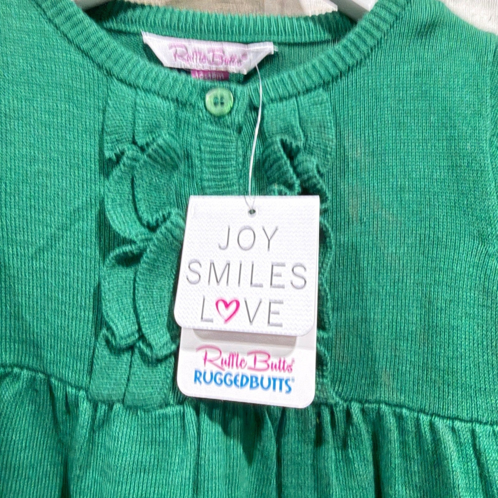 Ruffle Butts Cardigan Tights Set Girls 12-18M Green Floral Holiday NWT1