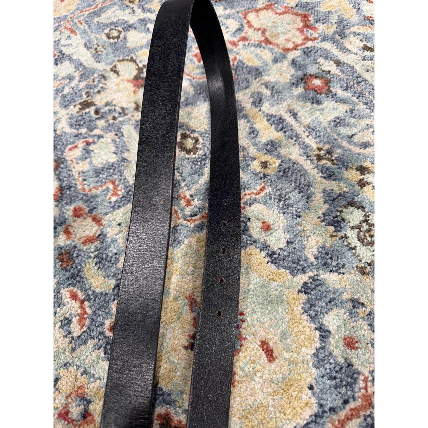 American Eagle Leather Belt Women Small Black Brass Buckle Boho EUC3