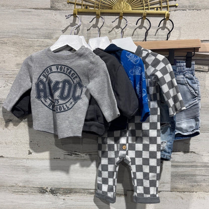 Boys 3-6M Clothing Bundle AC/DC Checkered Rocker Lot Cool0