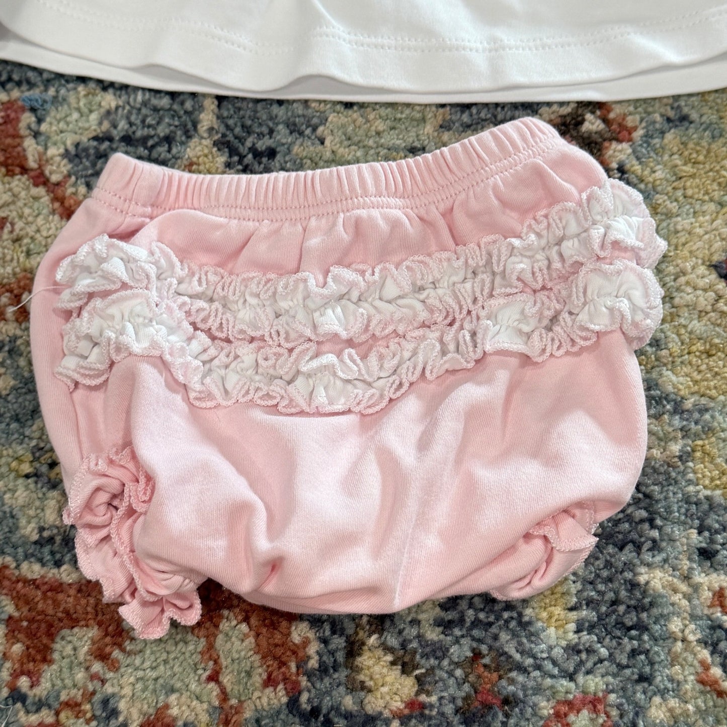 Magnolia Baby Smocked Set Fits Girls 3-6m White Pink Pima Cotton Heirloom EUC*8