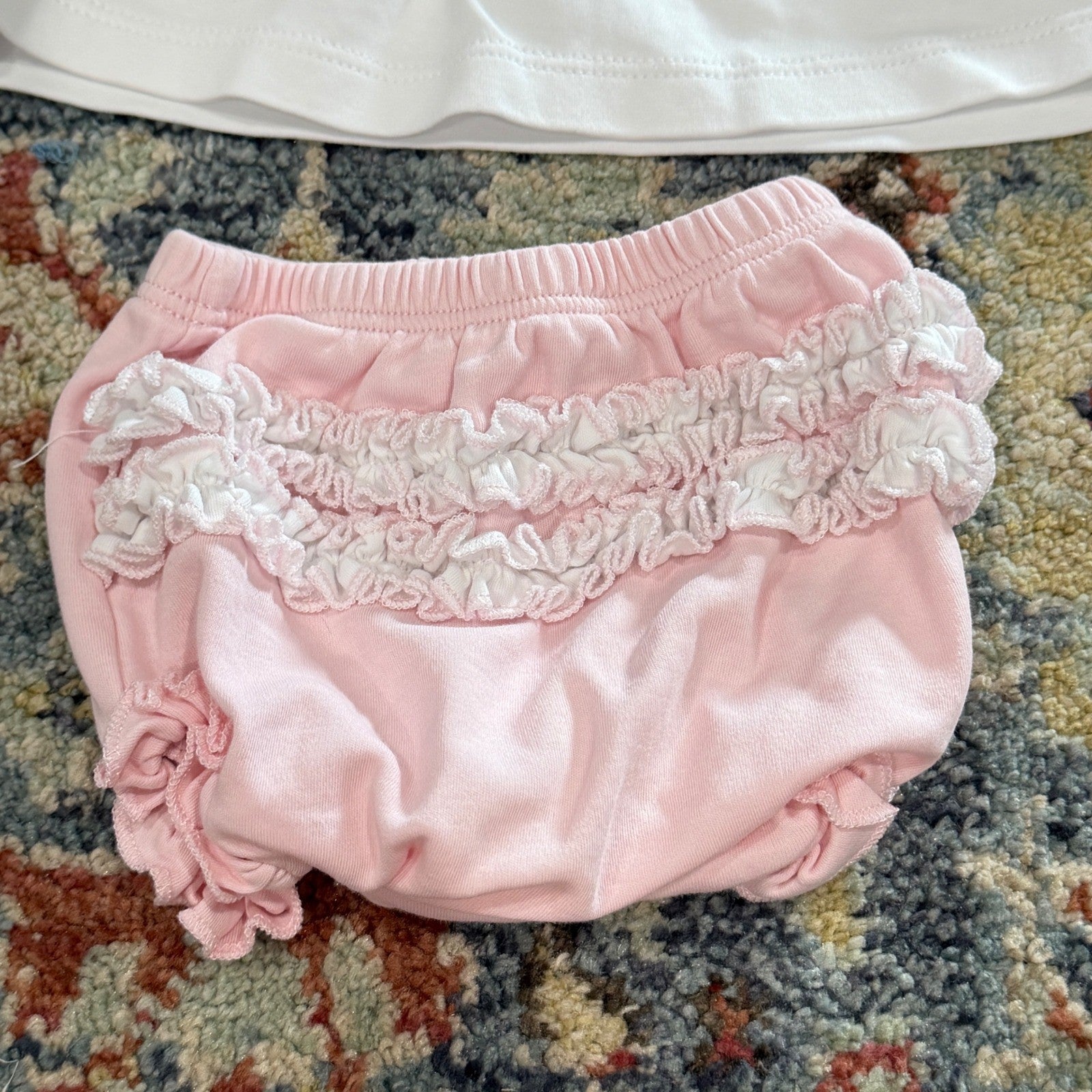 Magnolia Baby Smocked Set Fits Girls 3-6m White Pink Pima Cotton Heirloom EUC*8