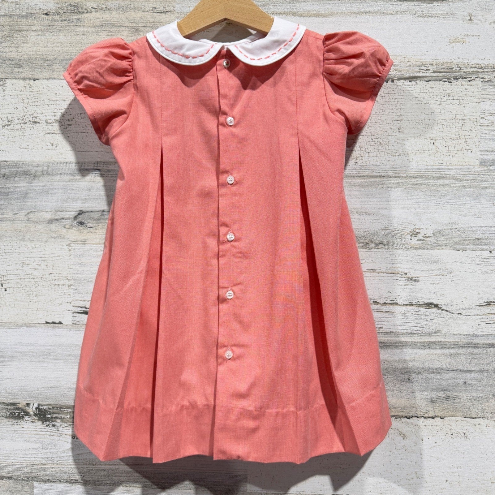 The Proper Peony Dress Girls 2T Pink Peter Pan Collar Pleated Southern EUC2
