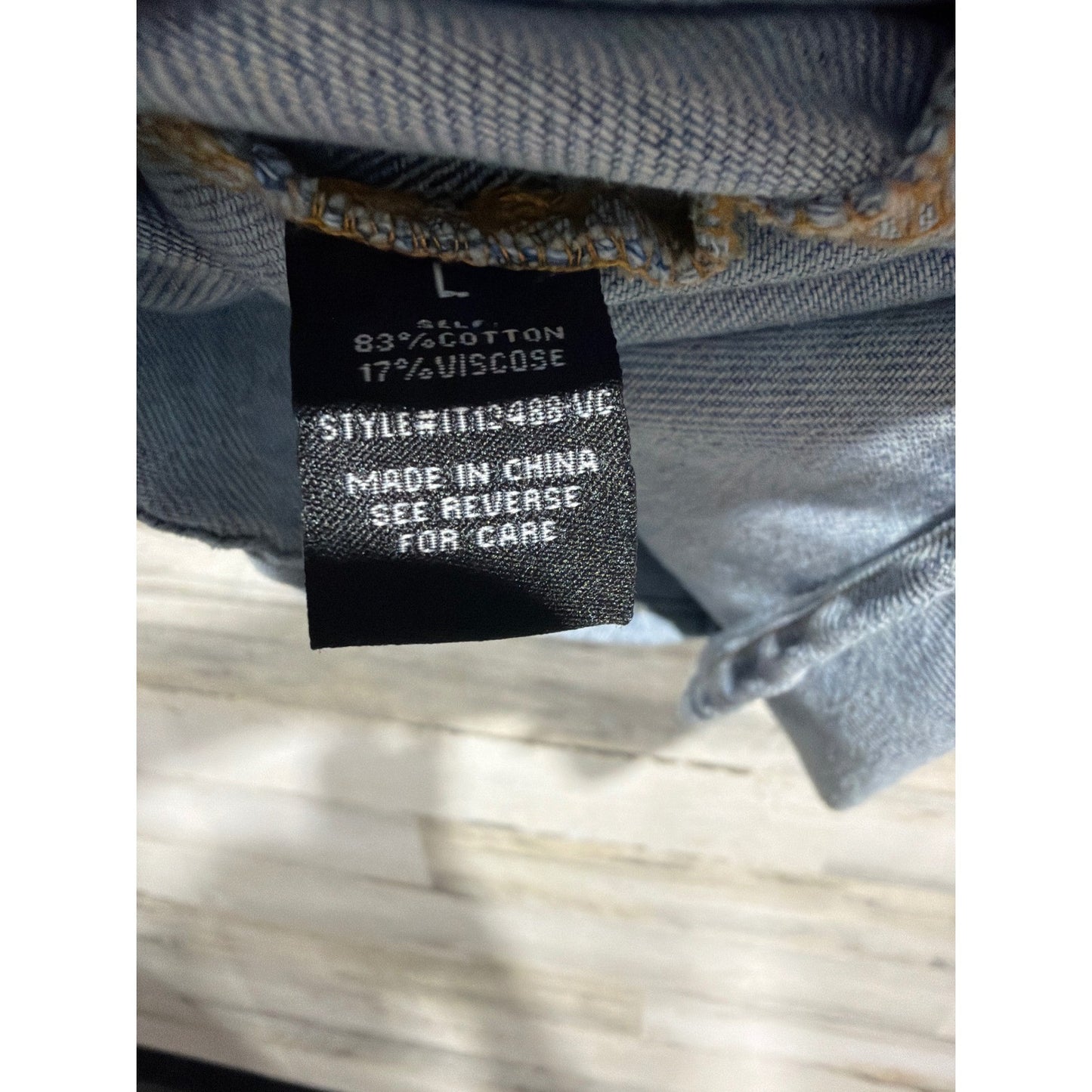 Vici Denim Top Women Large Blue Puff Sleeve Western Button Down EUC5