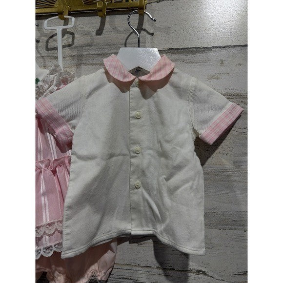 Vintage Dress Lot Girls 0-3M Pink White Lace Ruffle Floral Coquette *Flaws4