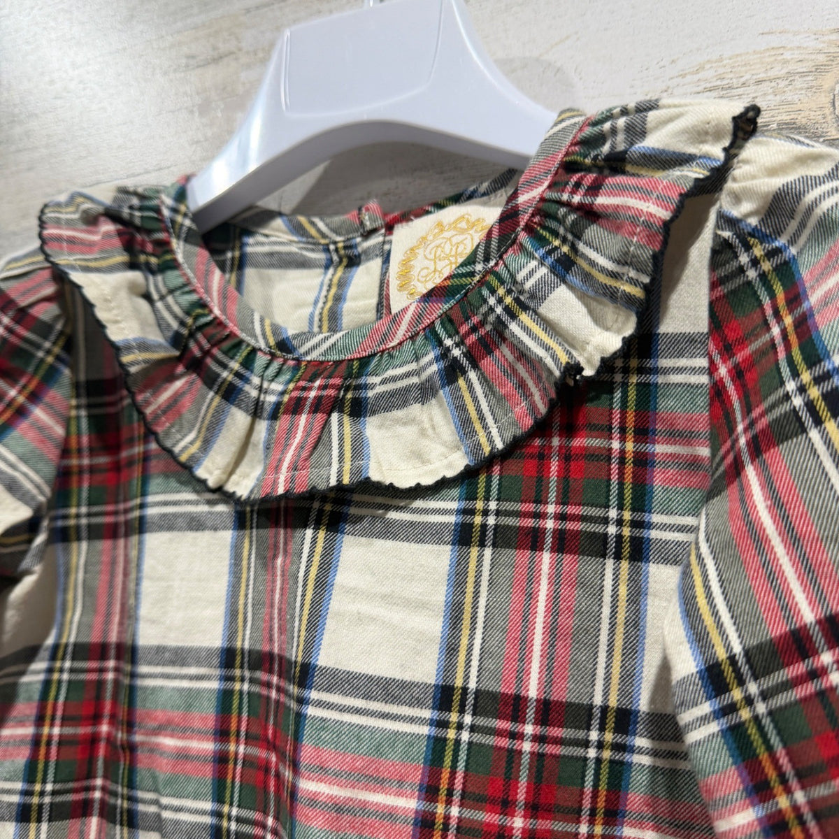 The Beaufort Bonnet Company Ruffle Top Girls 3T Plaid Cotton Classic EUC1