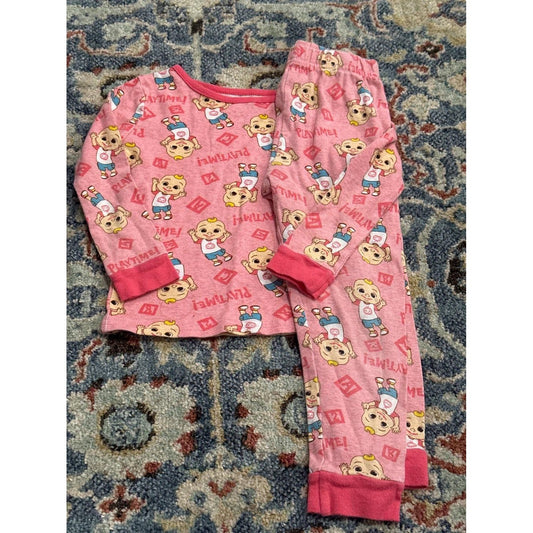 Cocomelon Pajama Set Girls 5T Pink JJ Playtime Print Cotton Sleepwear0
