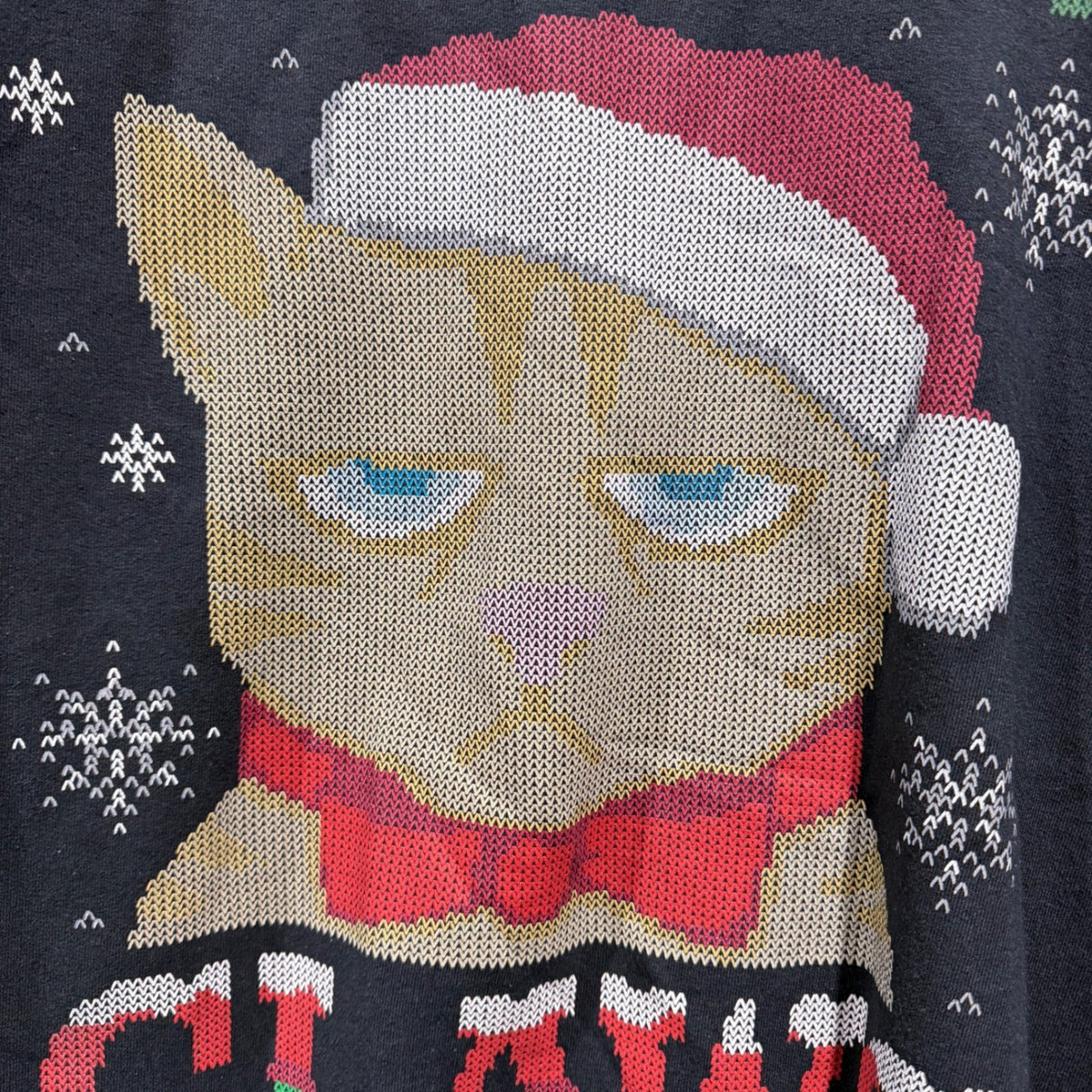 Jerzees Santa Claws Sweatshirt Adult XL Black Cotton Poly Holiday Humor1