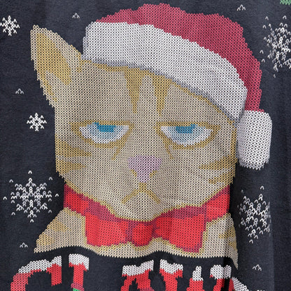 Jerzees Santa Claws Sweatshirt Adult XL Black Cotton Poly Holiday Humor1