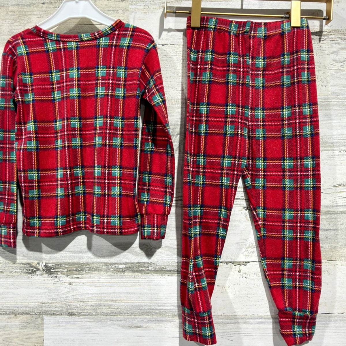 Gerber Pajama Set Kids 4T Red Plaid Holiday Snug Fit EUC0