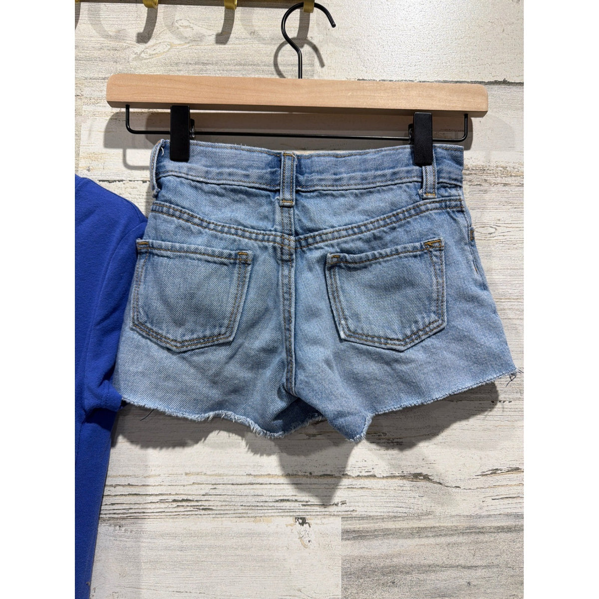 Disney GB Old Navy Shirt Shorts Set Girls Medium Blue Distressed Summer Core4