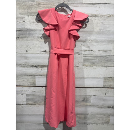 GB Girls Romper Jumpsuit Kids Size 8 Pink Ruffle Sleeve Special Occasion Preppy0