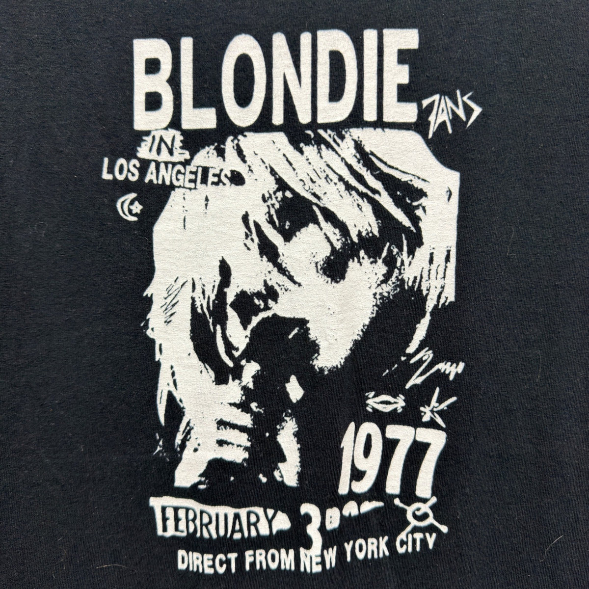 Gildan Blondie Band Tee Women Small Black Graphic 1977 Rock EUC3